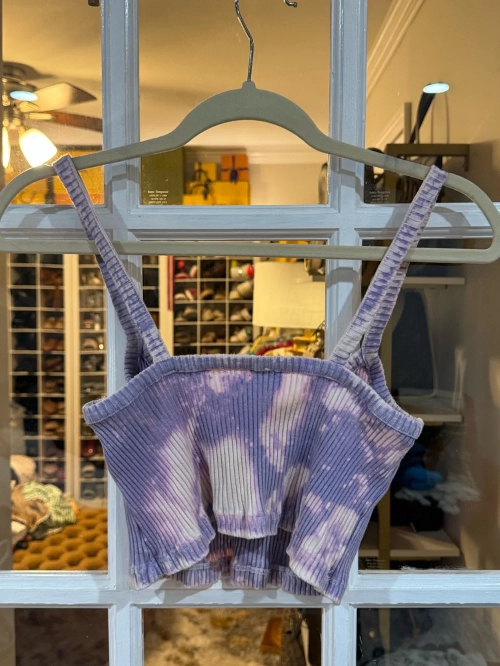 🦄 ZARA Purple Lavender Tie-Dye Ribbed Cropped Camisole Spaghetti Straps Tank 🦄 - Picture 3 of 4